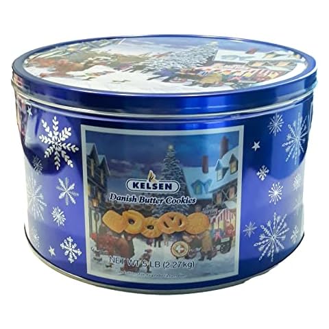 Kelsen Danish Butter Cookies in Decorative Holiday Tin, 80 Ounce (300 Cookies) Cover