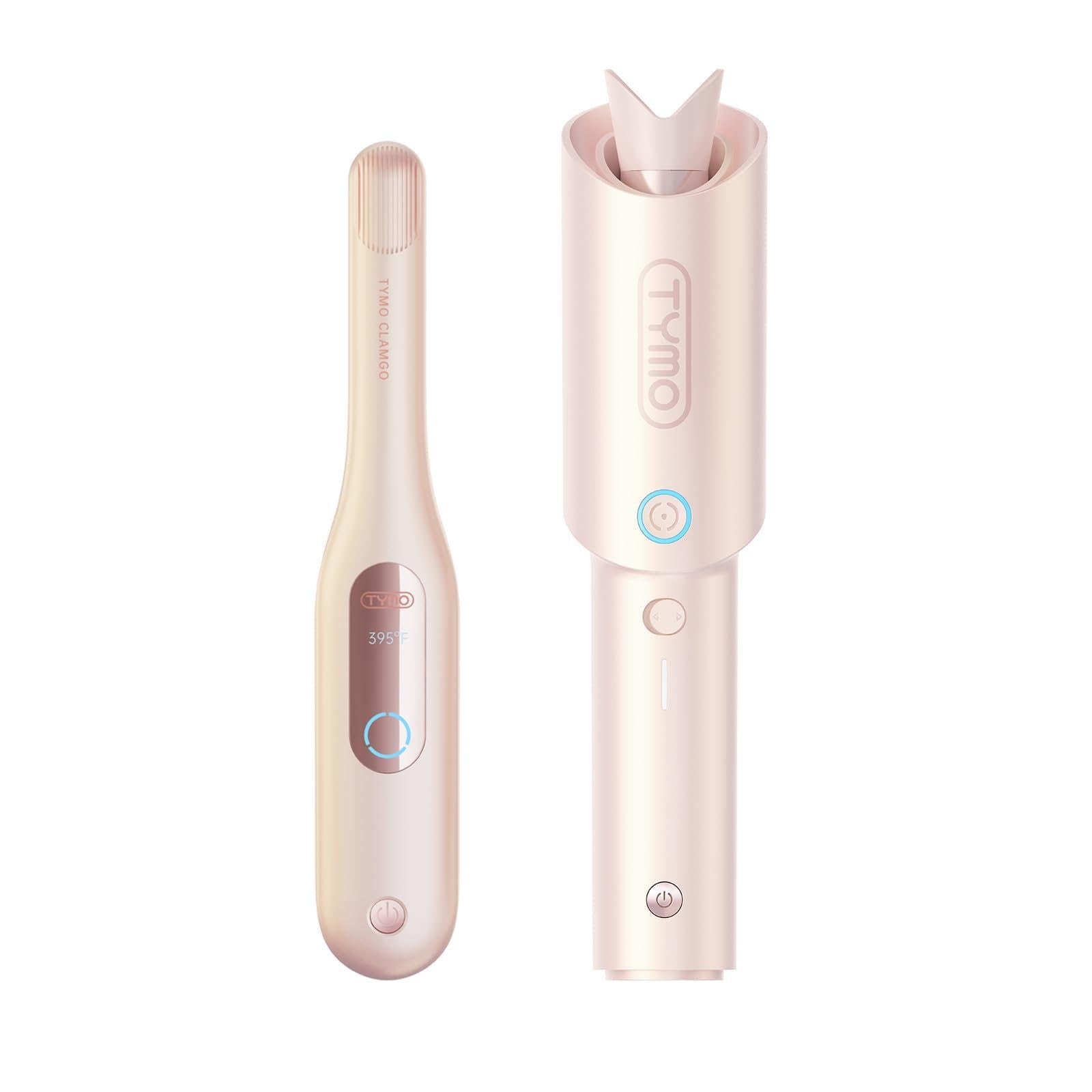TYMO Cordless Automatic Rotating Curling Iron Cordless Mini Flat Iron Total 2 Pack