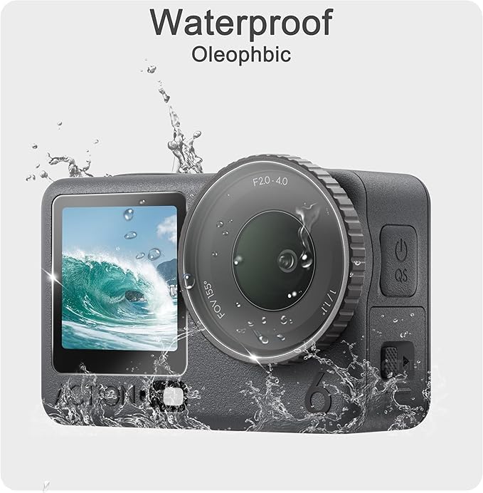 Image of ADOFYS Action Camera Accessories for DJI Osmo Action 6 with Waterproof Case + Ultra Clear Tempered Glass Screen Protector + Lens Protector + HD Front Display Lens Protector + Silicone Rubber Case