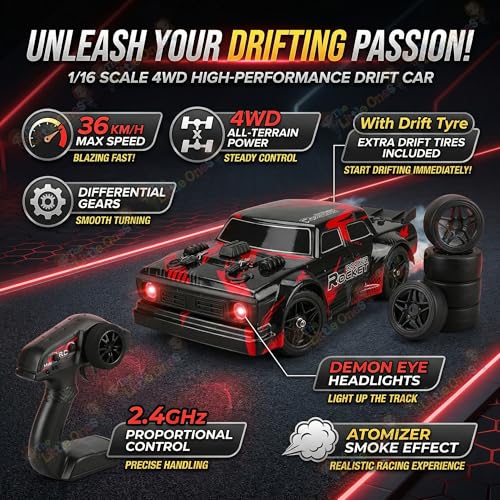 Image of The Little Ones 4x4 Rc Drifting Car - Rc Drift Cars High Speed Remote Control Drift Car 2.4GHz Remote Control Drift Stunt Off Road Cars 360 Rotation Toys for Kids & Adults Boys & Girls [DodgeX]