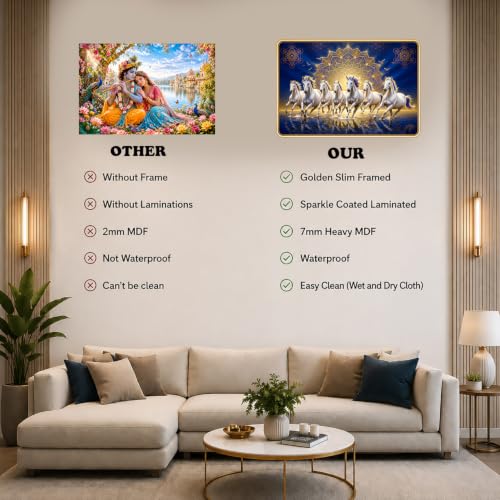 Image of 7 Running Horses Vastu Photo Frame, 16x24 Inch