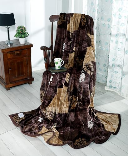 Image of Premium Ultra Soft Flannel Printed Single Blanket 220x160 cm| 200 GSM Warm & Cozy All Season AC Blanket| Lightweight Travel /Camping Throw for Sofa & Couch| Winter Duvet /Quilt- Brown