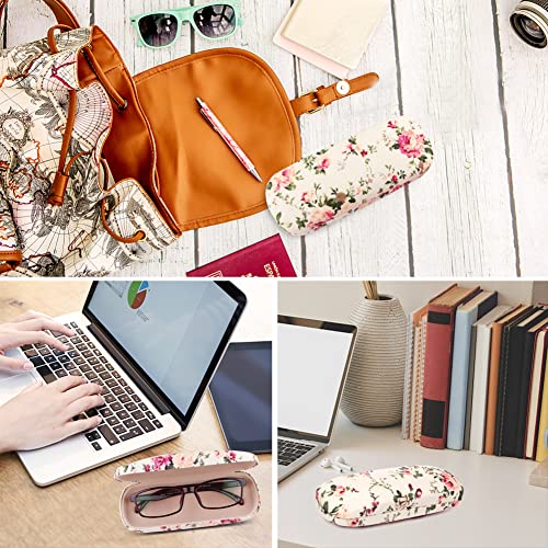 Image of Glasses Case Hard Shell Eyeglass Case for Women Fabrics Floral Retro Spectacle Case Box Portable