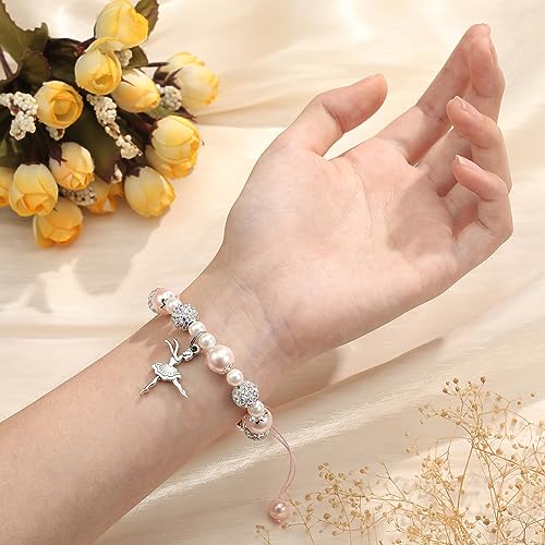 Dance Recital Gifts for Women, Dancing Sparkle Pink Dance Bracelet for Dance Lover Team, Ballerina Gift for Ballet Dancer, Dancing School Competition Gifts for Ballet Friends Mate4