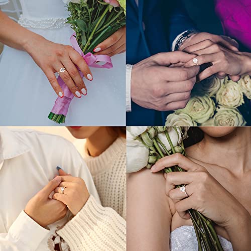 1.5Ct Moissanite Promise Rings For Her, D Color Vvs1 Clarity Lab Created Diamond Rings Brilliant Round Cut Side Stone Moissanite Engagement Ring Rhodium Plated S925 Sterling Silver Moissanite Rings #TOP5