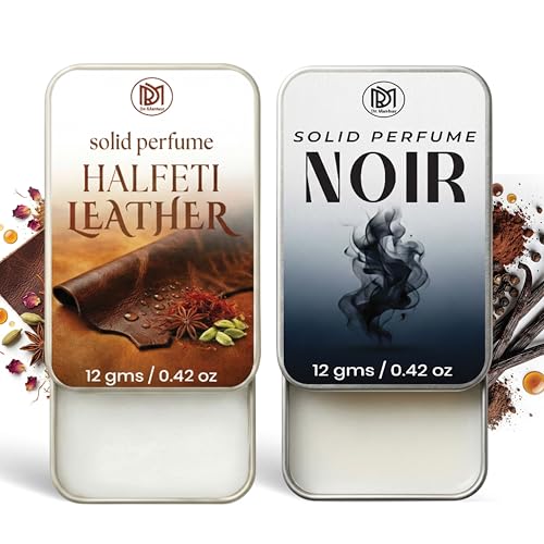 Image of Dr.Mashur Solid Perfume |Halfeti leather&Noir Alcohol Free Wax Perfume Balm, Long Lasting | Pocket Tin 12g, Pack Of 2| Non Greasy Smooth Glide, Travel Friendly Unisex Gifts He Or Her