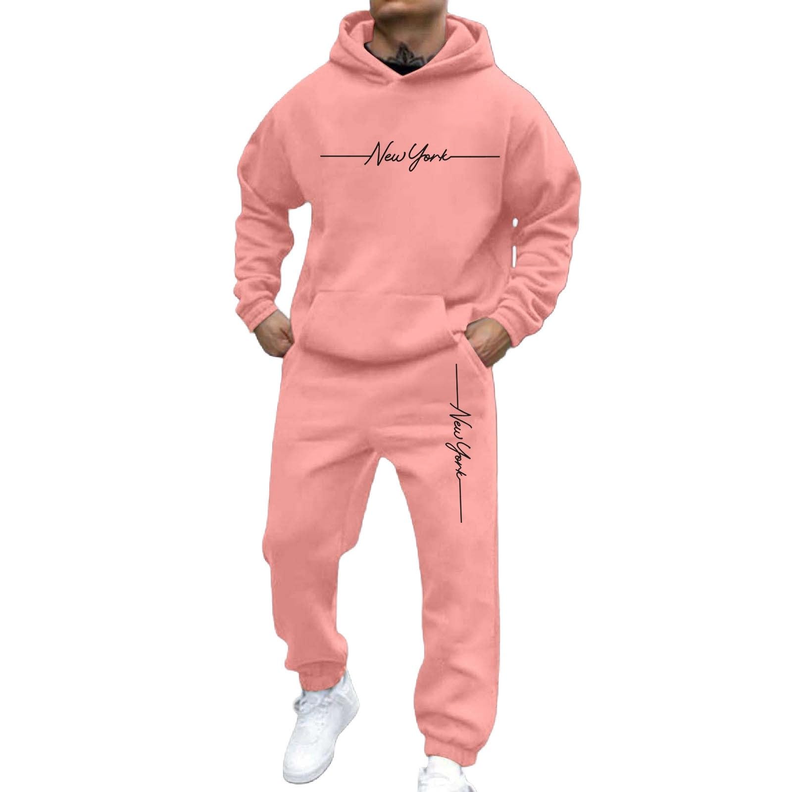 Générique Męski zestaw 2-częściowy bawełniany strój na co dzień koszulka spodenki letnie wygodne lekkie miękkie oddychające na co dzień sport moda fitness jogging rekreacja bieganie A95, Jasna róża