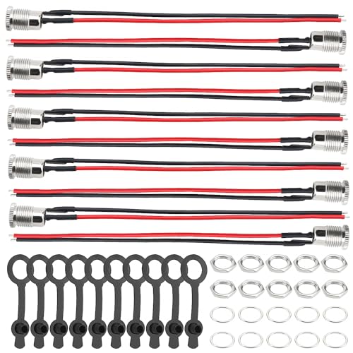 YIXISI 10 Pièces 5.5 x 2.1 mm Connecteurs Jack Filetés de Prise d'alimentation Femelle CC Kit, DC-099 Connecteurs, Prises Femelle d'alimentation DC avec...