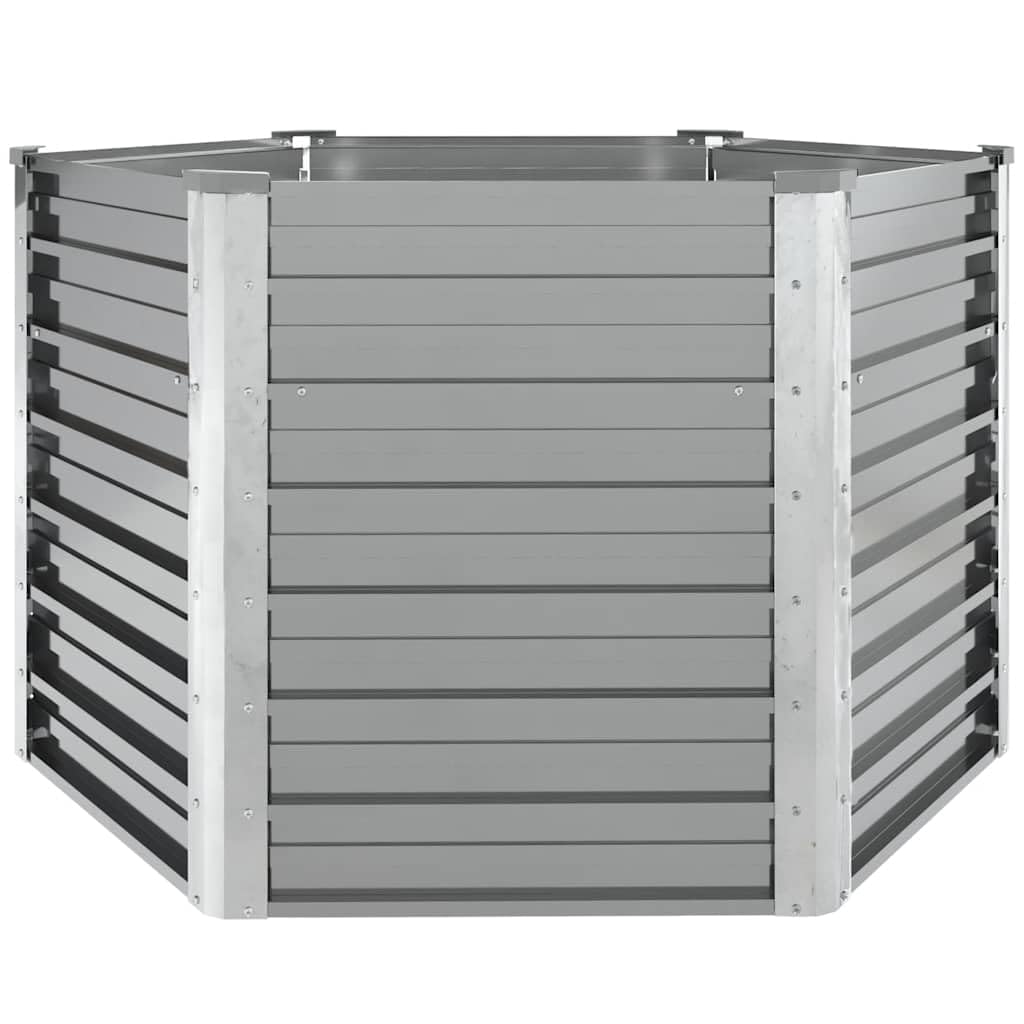 Macetero para jardín, bancal alto, acero galvanizado, 129 x 129 x 77 cm, color gris, bancal alto para verduras, flores, jardinera para jardín, balcón, terraza