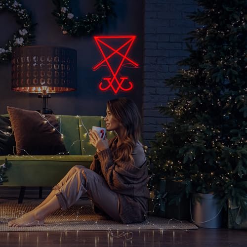 Image of Lucifer Neon Sign | Halloween Neon Mythological Decor Neon room decorative lights 15x12.4in(Red)