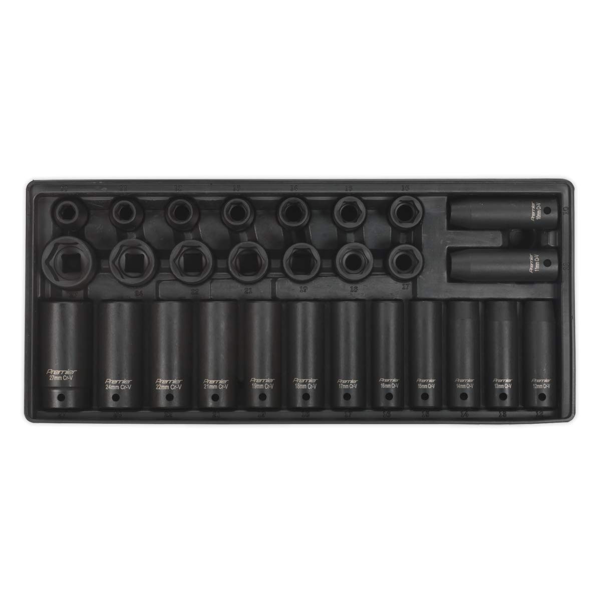 Sealey Multi-Colour Tbt24 28Pc 1/2" Impact Sockets Standard + Deep10-27Mm Lifetime Guarantee