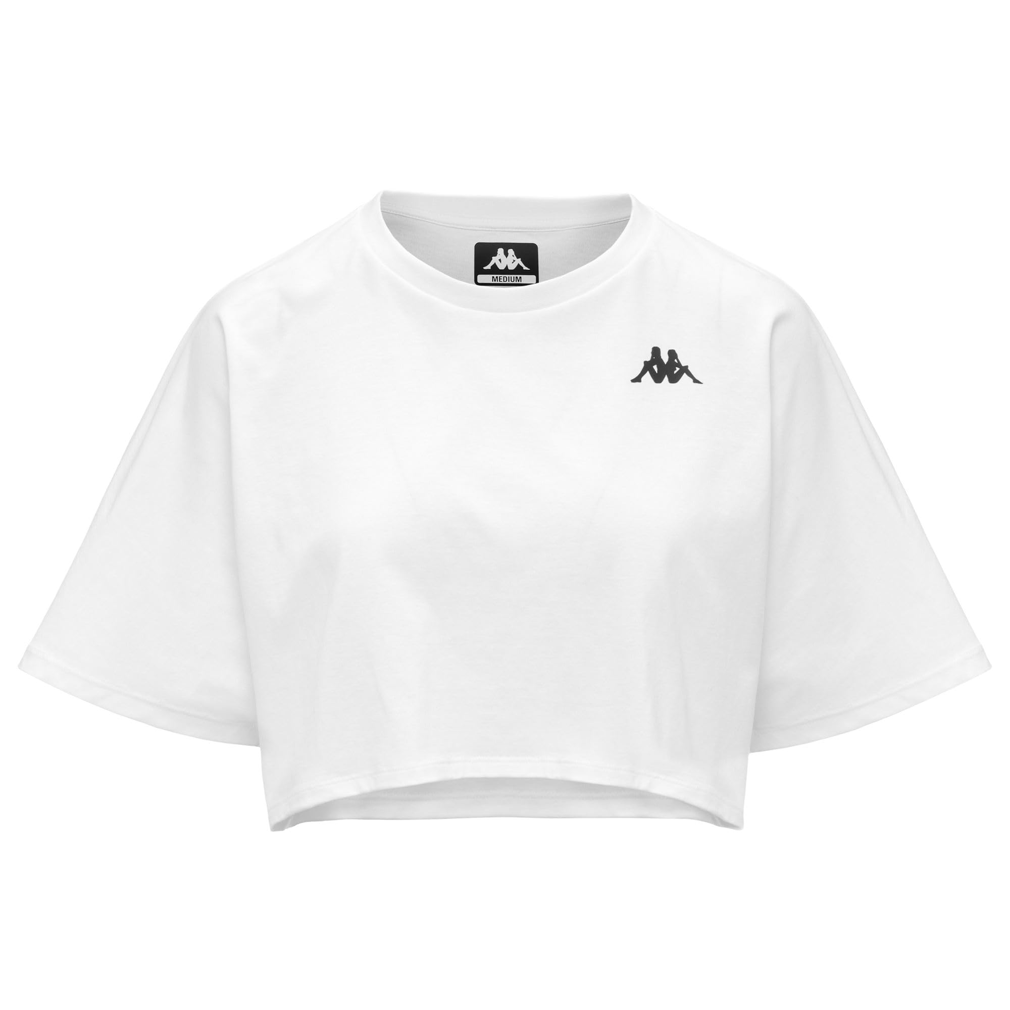 Kappa Unisex Weiß Icropa - Camiseta Crop Top Para Mujer - En Algodón - Estilo Oversize Con Cuello Redondo Y Manga Corta - Diseño De Alta Calidad Y Estilo Deportivo - Color Blanco Y Talla M