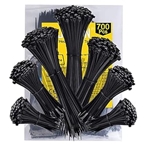 700 Pezzi Fascette Plastica Fascette Nere Piccole Fascette Elettricista Assortite 300/250/200/150/100 mm X 3.6mm Fascetta Cavi Fascette Con Cerniera per Bici,Gestione dei Cavi