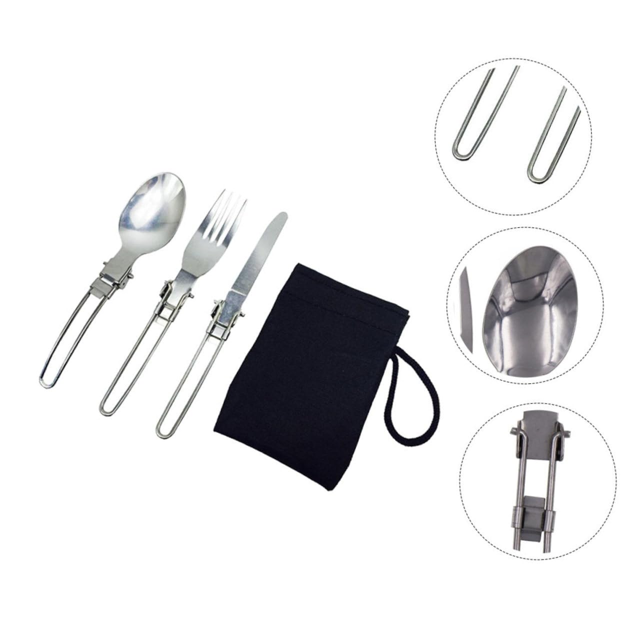 Toddmomy 4sets Posate Pieghevoli Acciaio Inossidabile Per Campeggio e Picnic Leggere e Pratiche Con Sacchetto Di Trasporto Per Escursioni e Attività Outdoor