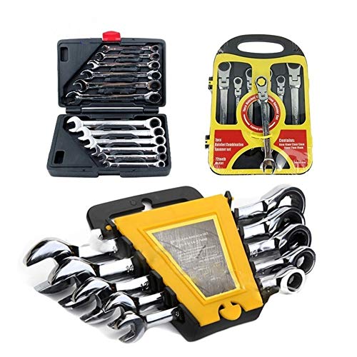 BOSUGE Hardware Tool 360° Ratchet Wrenches 72 Teeth Steel Dual Use Fixed Head Spanners Kit keys with Box Hand Tools 5-12pcs Optional (Color : 5pcs)