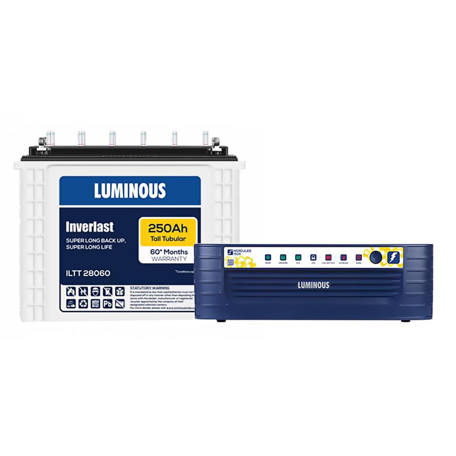 Luminous Inverter & Battery Combo (Hercules 1600 Square Wave 1500VA/12V Inverter with ILTT28060 Tall Tubular 250Ah Battery) for Home, Office & Shops-picture-23