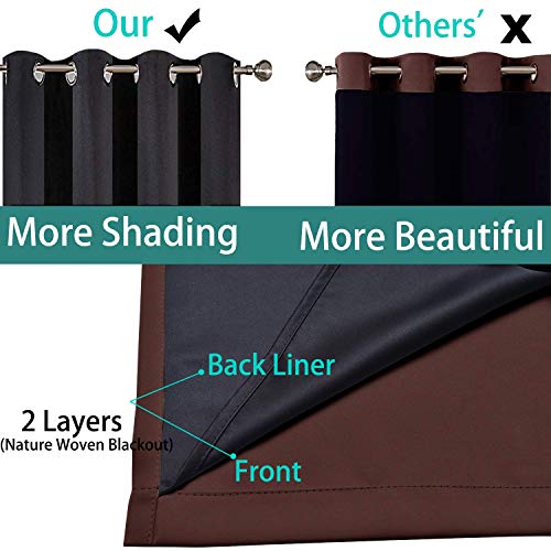 Image of Yakamok Brown 100% Blackout Patio Door Curtain Panels W100 x L96, 1 Panel | Noise Reducing Barrier Panel for Sliding Glass Door, 2 Thick Layers Heat Full Light Blocking Patio Door Drapery