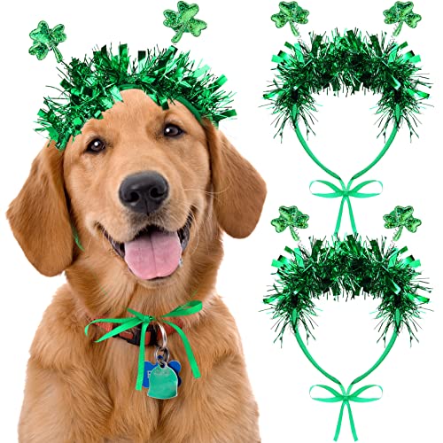 Green Shamrock Dog Headband 2 Pieces Irish Dog Outfits for Small Dogs St Patricks Day Accessories St Patricks Day Headband PET Shamrock Accessories