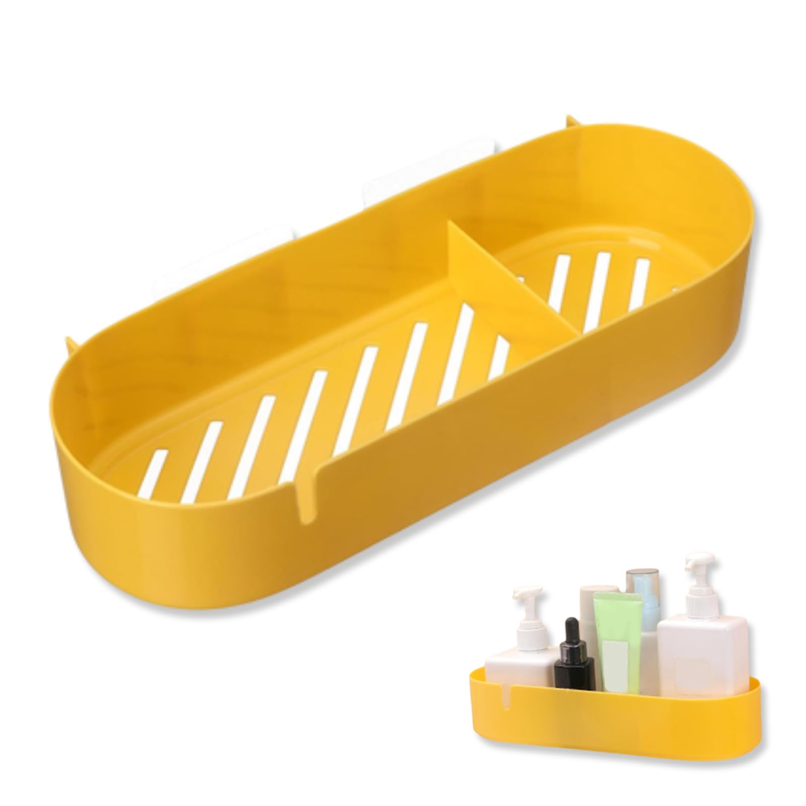 Moforoco Scaffale portaoggetti per doccia (confezione da 2), autoadesivo nero, mensole da bagno interne per doccia, montaggio a parete, organizer per