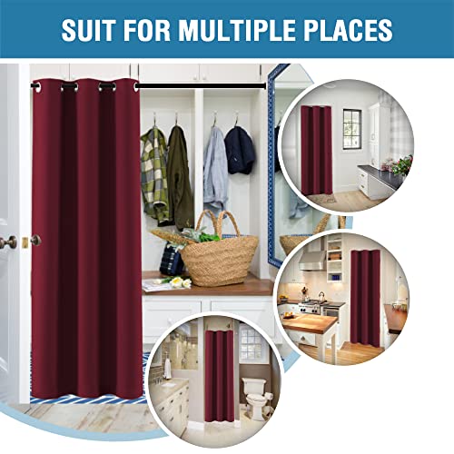 Image of H.VERSAILTEX Christmas Doorway Curtain Blackout Door Curtain Room Divider Window Treatment Curtain for Bedroom Thermal Insulated Privacy Drape Soundproof Grommet, 42 x 80 inches, 1 Panel, Burgundy
