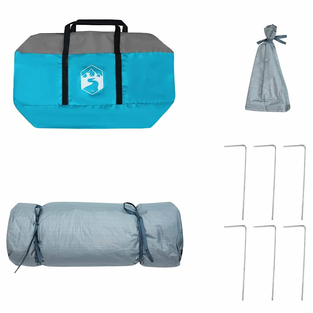 Tente de Camping 6 Personnes, Tente Intérieure avec Toit en Taffetas Bleu 291 x 291 x 240 cm, Abri Spacieux avec 2 Portes et 6 Fenêtres pour Jardin, Terrasse et Camping d'Été