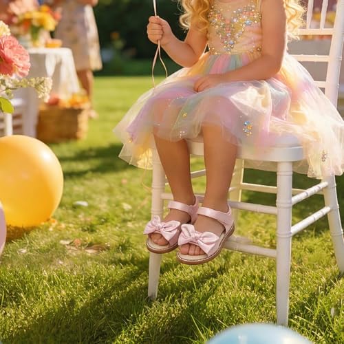 Image of ESTINE Toddler /Little Kid Girls Bow Open Toe Flat Evening Dress Sandals