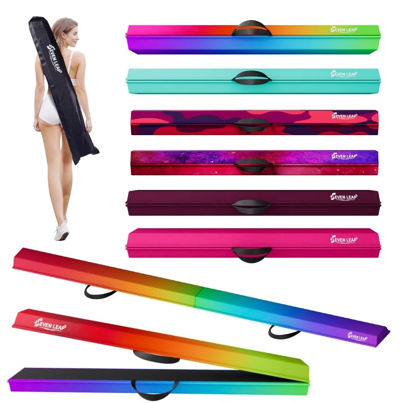 6ft/8ft Folding Balance Beam, Foldable Gymnastics Balance Beam Foam for Kids and Toddlers?Folding Beam with Non Slip Rubber Base,