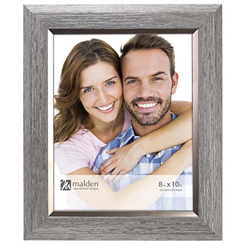Malden International Designs 8x10 Rustic Gray Picture Frame with Silver Pewter Inner Border by Malden - Used condition - US$21.47