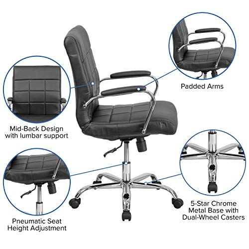 Flash Furniture Mid-Back Black Vinyl Executive Swivel Office Chair With Chrome Base And Arms 40 X 23 X 24 #TOP4