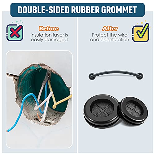 Outus OUTUS-2198 Round Rubber Plug Hole Grommet Kit 7 Sizes Black Double Sided Electrical Firewall Gasket Kit With Retractable Box Knife For Protecting Cable Wire Hole Plug Assortment Automotive Supply thumb #5