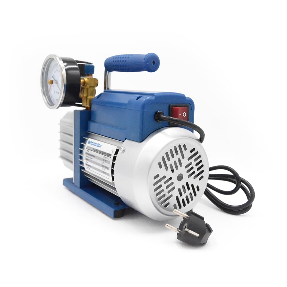3S SuperSamaStore Pompe à vide professionnelle monophasé avec vide et électrovanne, kit complet pompe à vide pour gaz réfrigérants R32 et R1234YF, équipement pour techniciens CVC