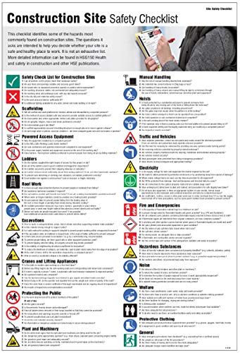 Caledonia Signs 58126 Construction Site Safety Checklist Poster
