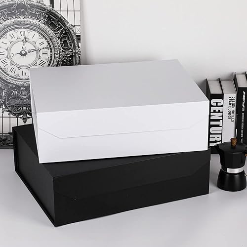 Miniatura 7 de 1 caja de regalo extragrande de color blanco mate con tapa, 19 x 16 x 6 pulgadas, cajas de regalo gigantes magnéticas duras para regalos, ropa,