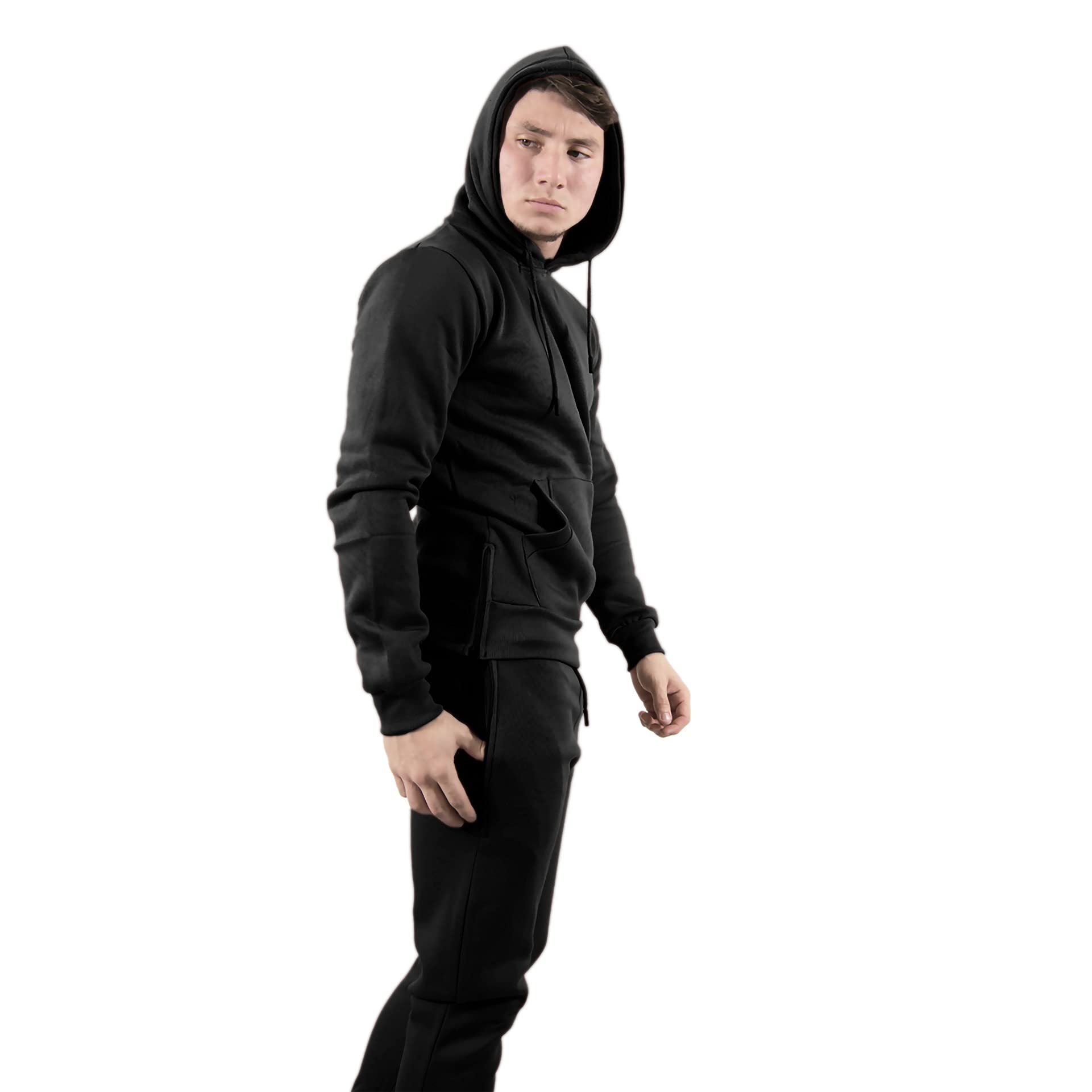 NOTWILD Hoodie Trouser Set For Men | Winter wear Sweatshirt Lower Combo | Hood Tracksuit (SIZE- L, COLOUR Black)
