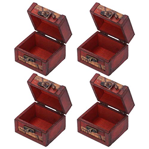 Caixa pequena de madeira, estojo de armazenamento de estilo antigo com amplo uso para joias, cosméticos, doces, ornamentos, caixa decorativa vintage para casa, viagem, penteadeira, presente