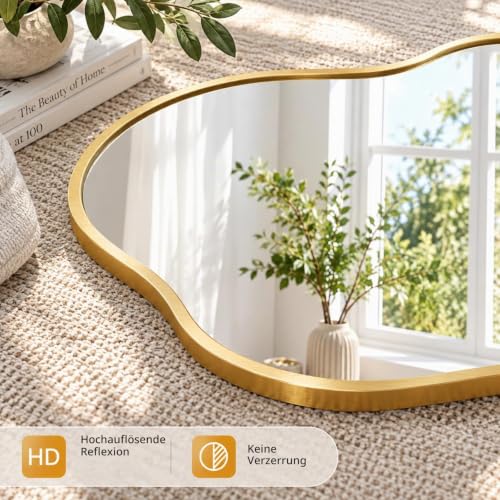 Clevich Spiegel Asymmetrisch 50 x 91cm Rahmen Alu, HD Glas Wandspiegel – Ansicht 5