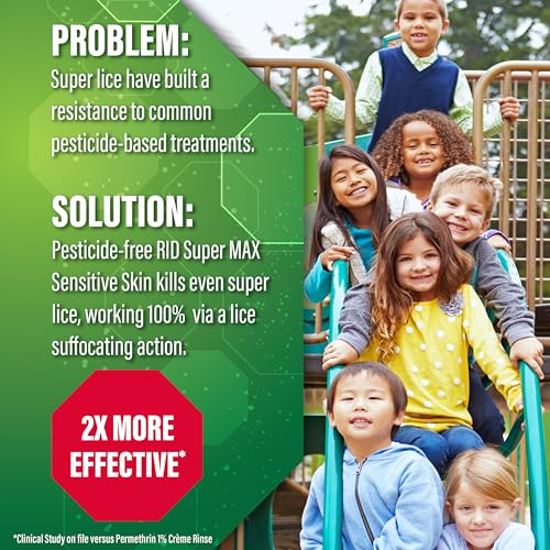 Image of RID Super Max Sensitive Skin Lice Treatment, Kills Super Lice & Eggs, Safe for Sensitive Skin, Clinically Tested, Package Graphics May Vary