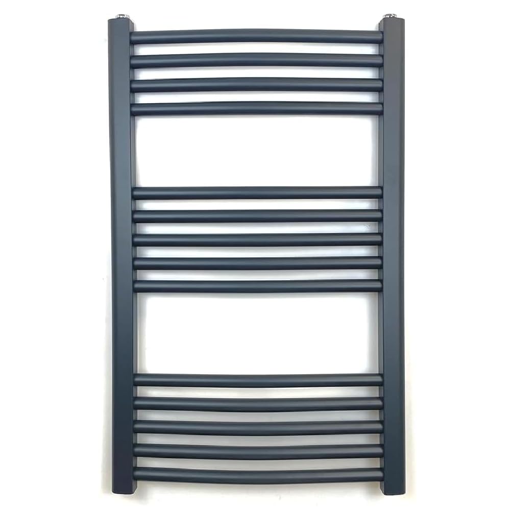 Greened House Anthracite Heated Towel Rail Curved 500mm W x 800mm H