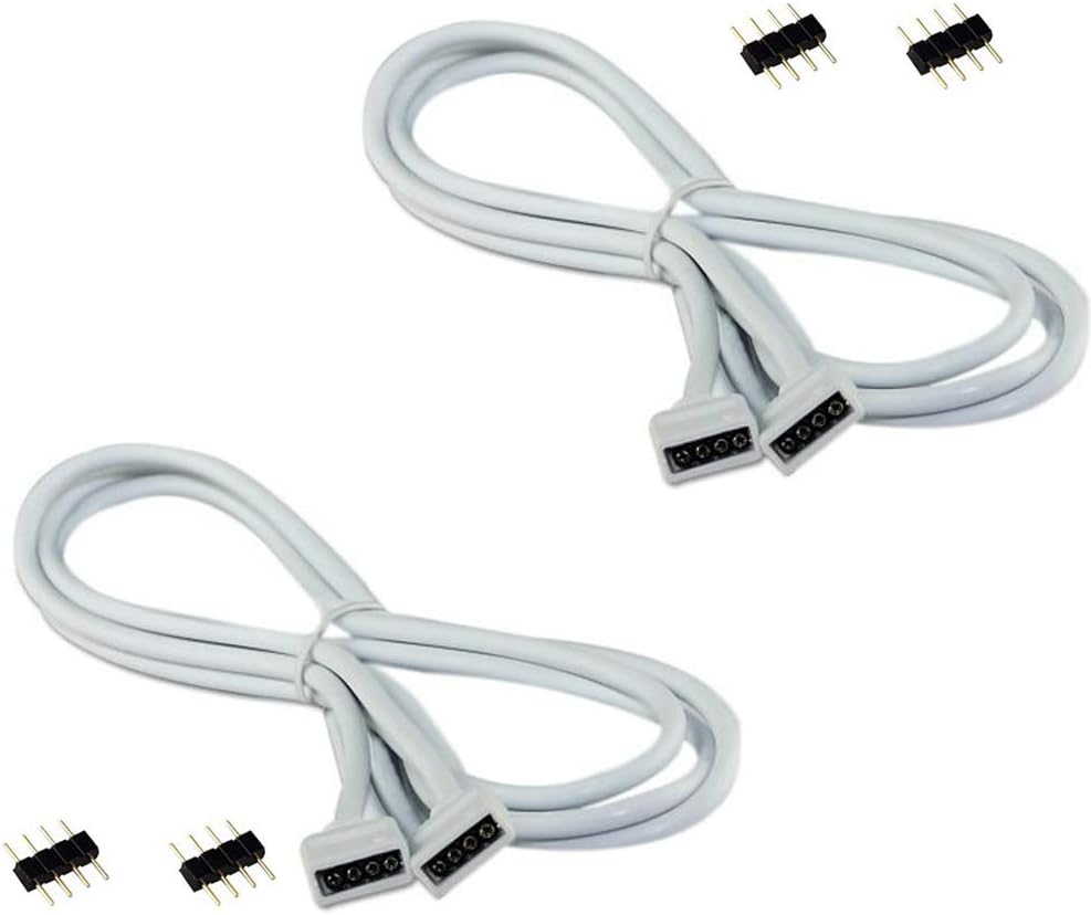 VIPMOON3 Pack 2M 6.6ft 4pin RGB LED Extension Cable for SMD 5050 3528 LED Strip Lights with Free Connectors and Jumper Cables
