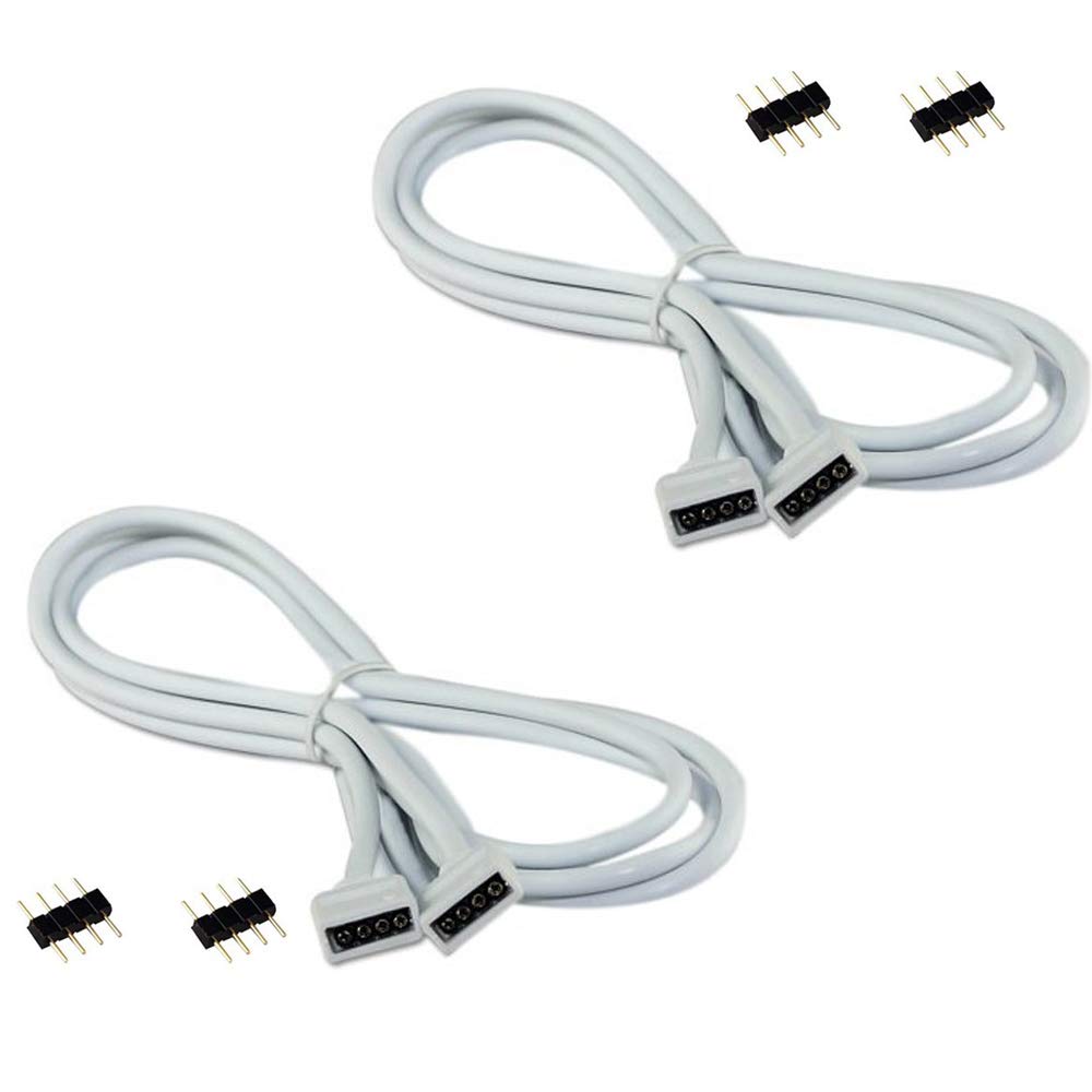 VIPMOON3 Pack 2M 6.6ft 4pin RGB LED Extension Cable for SMD 5050 3528 LED Strip Lights with Free Connectors and Jumper Cables