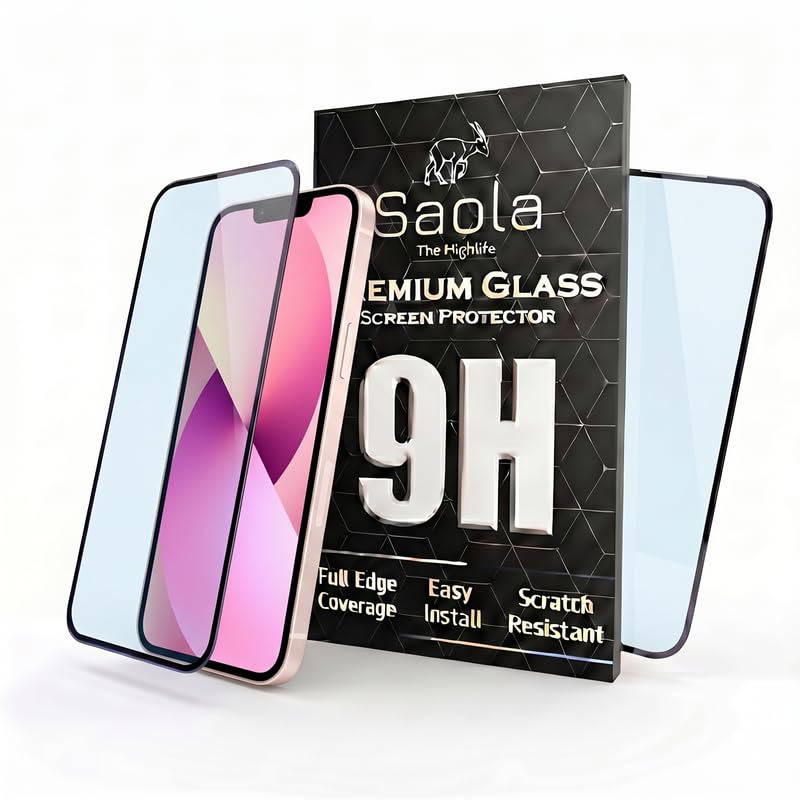 Image of Saola HD+ Oleophobic Tempered Glass For Apple Iphone 13 (Pack Of 2) with Hassle-less Installation Kit. Full screen Coverage. 6.1 inch