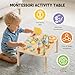 KDSFT Activity Table for 1 Year Old, 8 in 1 Macaron-Colored Montessori Toys, Baby Activity Table with Bead Maze & Shape Sorter, Educational Sensory Table for Girls Boys 12+ Months