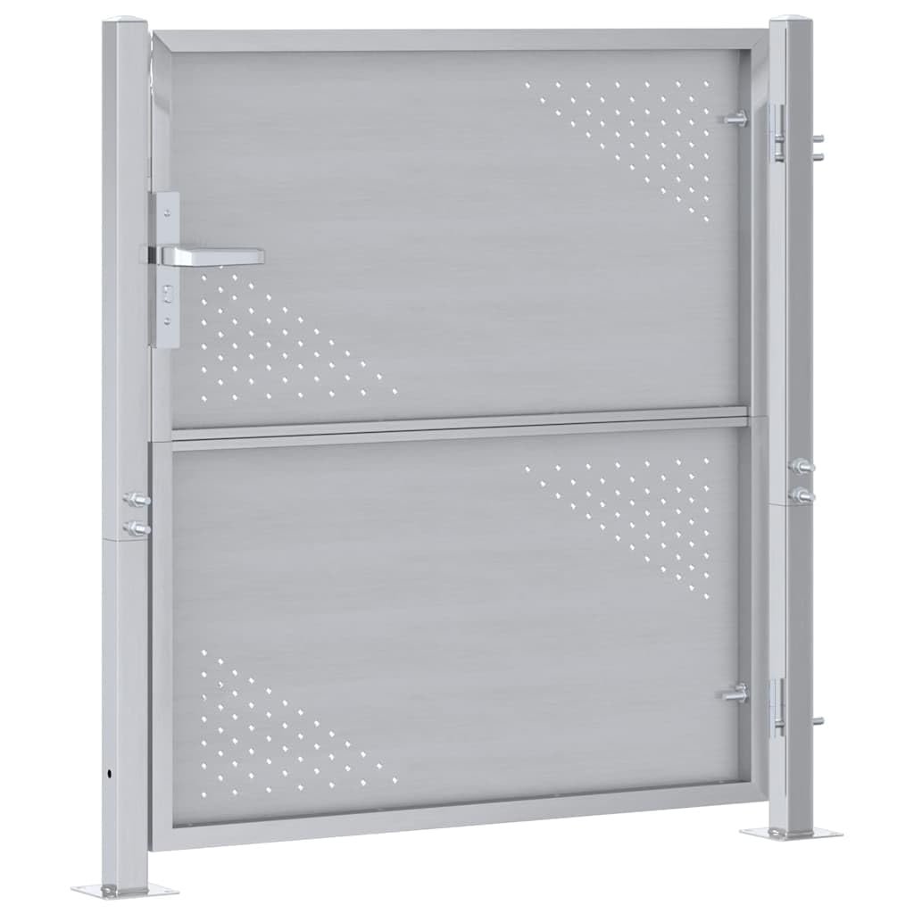 Genérico Puerta de jardín Plateado 95 x 100 cm Acero Inoxidable, Puertas de jardín Plata,3402577