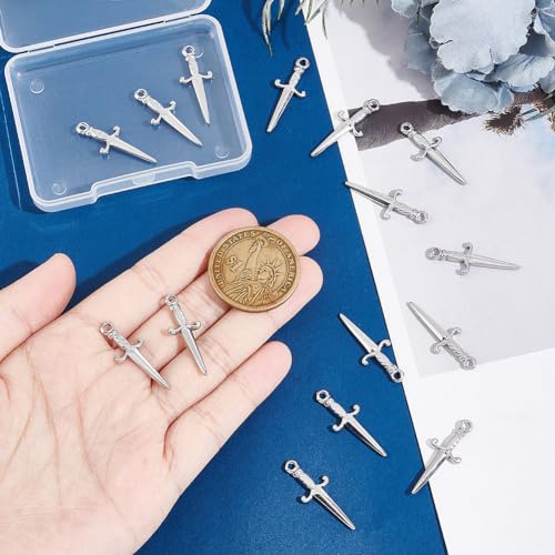 UNICRAFTALE about 16pcs Dagger Charms Stainless Steel Sword Pendants 27.5mm Long Not easily Allergic Punk Earring Sword Charms Metal Bracelets Charm for DIY Jewelry Making - Image 3