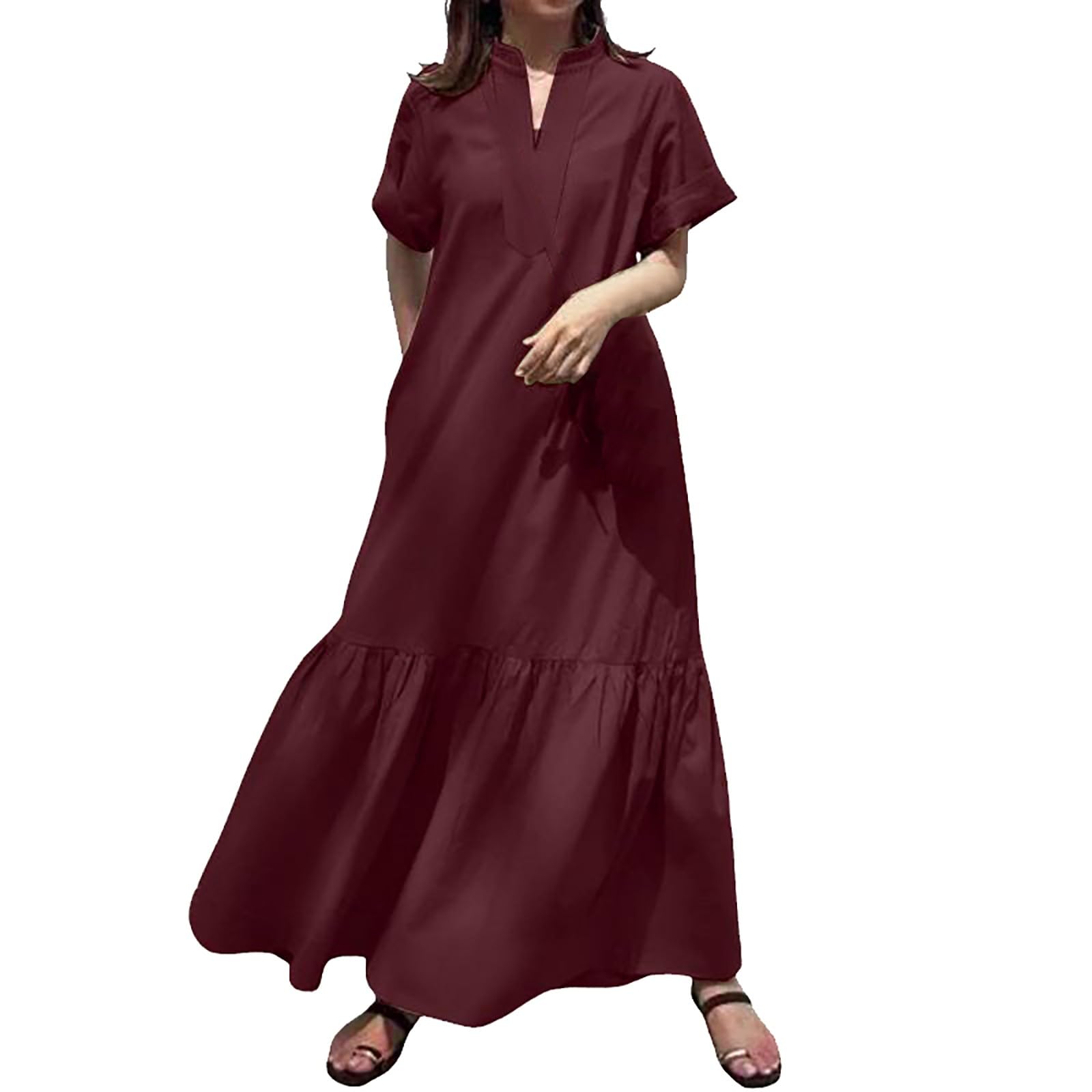 Camicia casual da donna con bottoni abiti da donna 2024 primavera estate insegnante vacanza alla moda abiti da lavoro vestibilità ampia manica corta colletto alla coreana scollo a V abiti da lavoro da