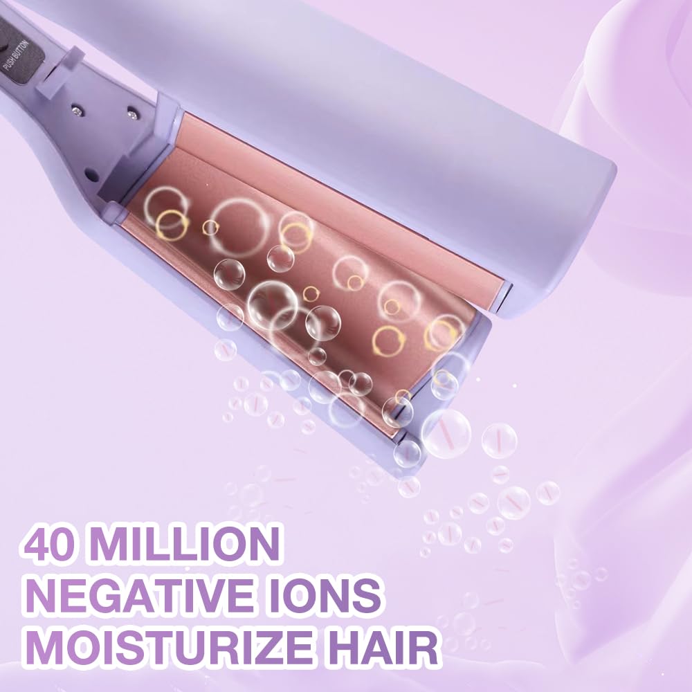Fer à Onduler, 32mm Fer à Friser, F-er à Onduler Wavy avec 4 Réglages de Température, Beach Waves pour les Cheveux Courts/Moyens/Longs
