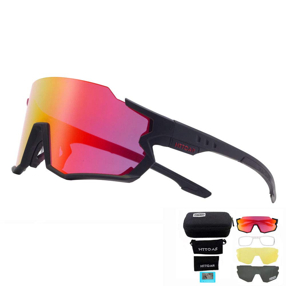 HTTOAR Gafas de sol de ciclismo deportivo Material TR90 Intercambio de 3 lentes Adecuado para correr Bicicleta Pesca Conducir Diversas actividades al aire libre