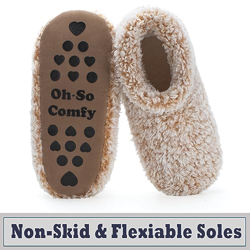 Cozylook Fuzzy Slippers for Women Indoor, Warm Bedroom Slip On Shoes, Winter Fluffy House Socks with Grippers, Cozy Christmas Gifts Unique3