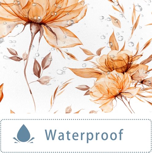 Aeyadis Orange Grey Watercolor Floral Shower Curtain, Flower Leaves Minimalist Aesthetic Art Shower Curtains Set for Bathroom Decor, Waterproof Polyester Cloth Fabric with 12 Hooks,72x72 Inch by Aeyadis - Used condition - Image 5