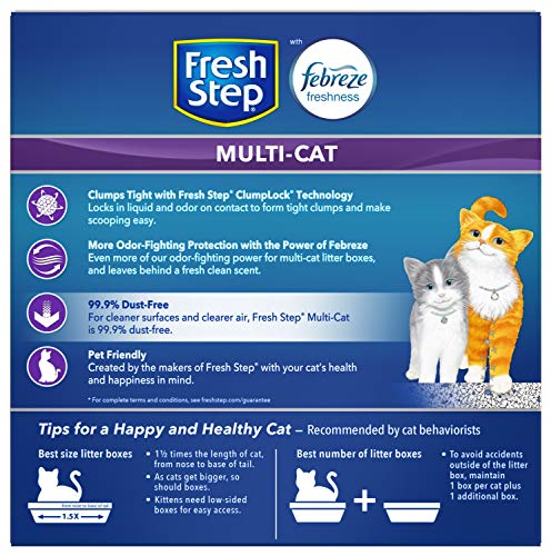 Fresh Step Multi-Cat Extra Strength Scented Litter with the Power of Febreze, Clumping Cat Litter, 14 Pounds (Package May Vary) Fresh Step Multi-Cat Extra Strength Scented Litter with the Power of Febreze, Clumping Cat Litter, 14 Pounds (Package May Vary)
